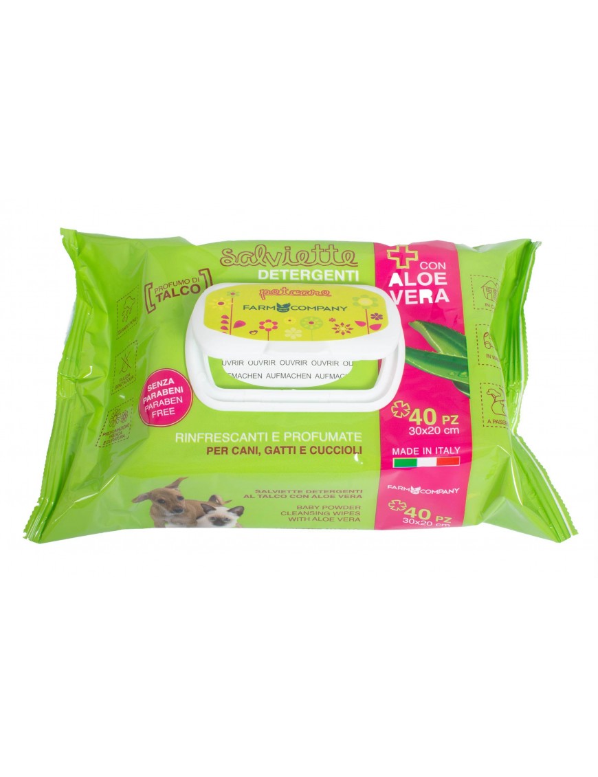 Farm Company Salviette umidificate Aloe Vera e Talco 40pz